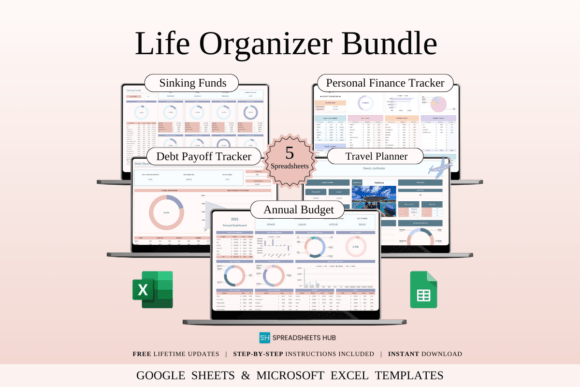 Download Life Organizer Bundle in Excel &amp; Google - Excel Collection