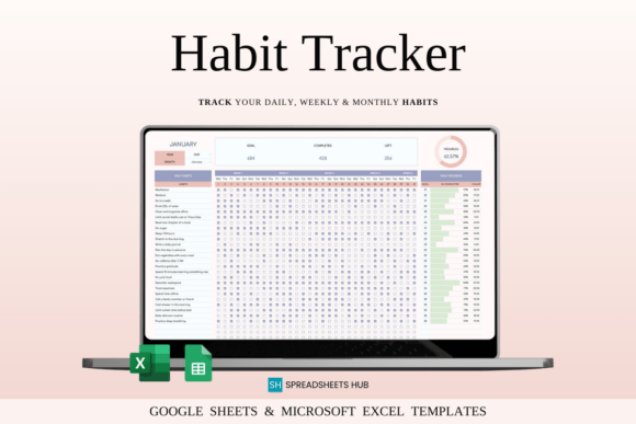 Download Habit Tracker for Google Sheets | Excel - Excel Collection
