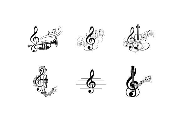 Download Musical Instruments Treble Clef Icon Set - Musical Collection