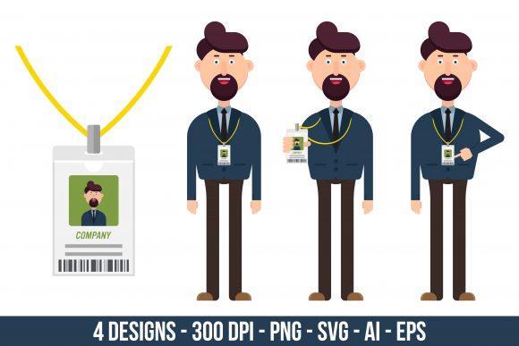 Download Company Worker with Badge Clipart Set - Worker Collection