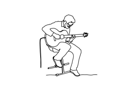 Download Line Art Drawing of a Man Playing a Song - Premium Bundle