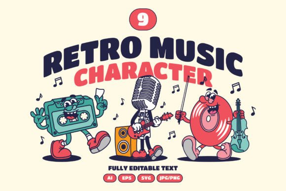 Download Musical Instruments Retro Cartoon - Musical Collection