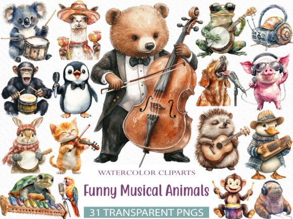 Download Funny Musical Animals Clipart - Musical Collection